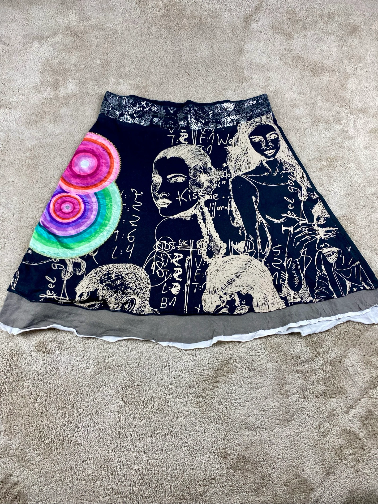 Desigual Saia Midi Estampa Artística Boho Y2K Tamanho G – photo 2